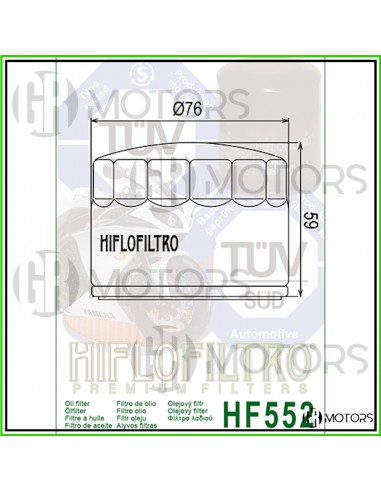 Filtro olio Hiflo HF552 per Moto...